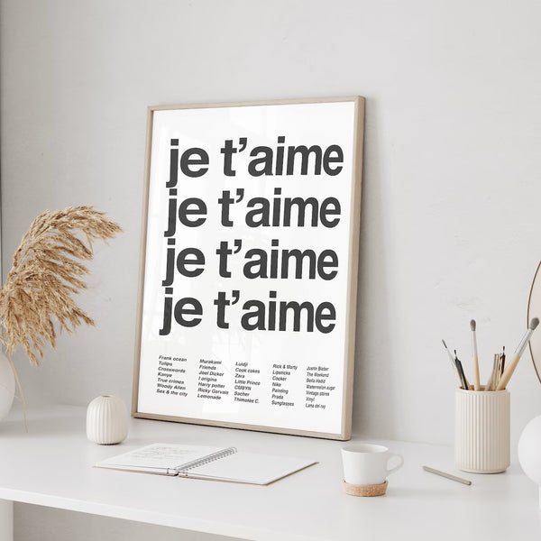 Je T'aime Poster – Je T'aime Print – Je T'aime Wandbild