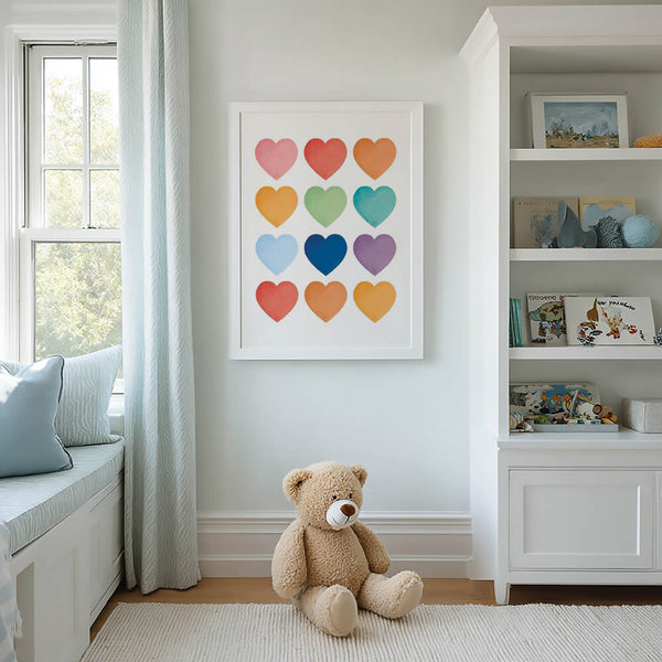 Kinderzimmer Poster – Bunte Herzen – Moderne Wanddeko