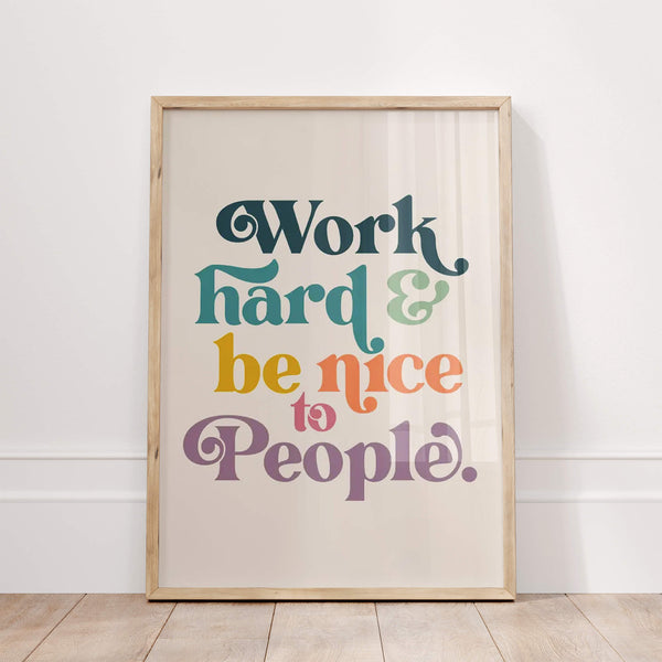 Work Hard Poster – Motivationskunst – Home Office Deko