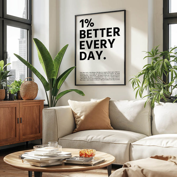 Motivationsposter – 1% Better Every Day – Mindset Poster – Büro Bild – Home Office Deko
