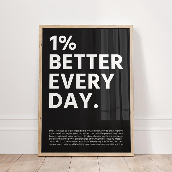 1% Better Every Day – Motivation Poster – Büro Bild – Home Office Deko