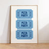 Pizza Party Poster - Kitchen Poster - Blue