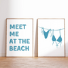 Meet Me At The Beach - Beach Wall Art - Girly Poster - Set of 2