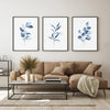 Blue Botanical Poster - Floral Wall Art - Botanical Poster - Set of 3