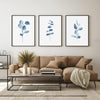 Blue Botanical Poster - Floral Wall Art - Botanical Poster - Set of 3