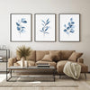 Blue Botanical Poster - Floral Wall Art - Botanical Poster - Set of 3