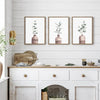 Botanical Poster - Floral Wall Art - Botanical Vase Poster - Set of 3