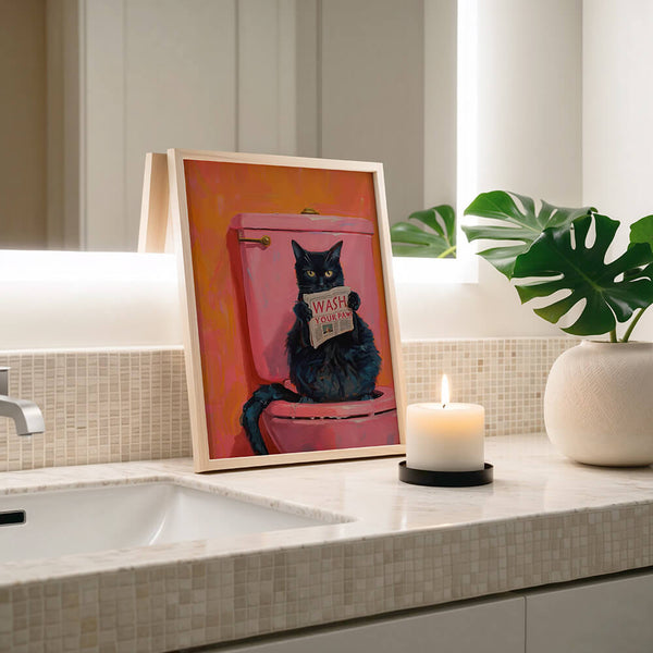 Katzen Poster – Lustige Badezimmer Deko – Modernes Wandbild