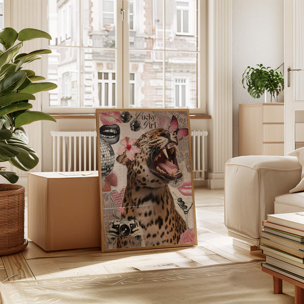 Lucky Girl Poster – Feminine Print - Leopard Poster