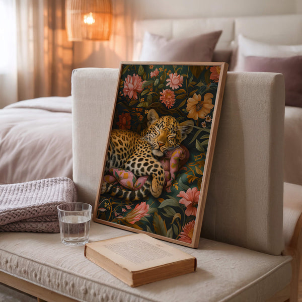 Leoparden Poster – Schlafzimmer Bild – Tiermotiv Deko