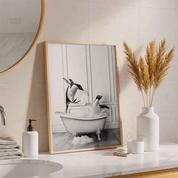 Pinguin Poster – Lustiges Badezimmer Poster – Badezimmer Deko
