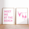 Meet Me At The Beach - Beach Wall Art - Girly Poster - Set of 2