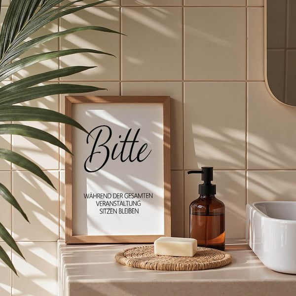 Badezimmer Inspiration – Bitte sitzen bleiben Poster – Bad Wandgestaltung