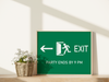 PARTY ENDS BY 9 PM - Funny emergency exit-style mural