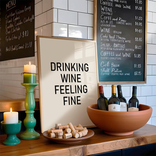 Bar Poster – Küchen Bild – Wein Poster –  Drinking Wine Feeling Fine Poster
