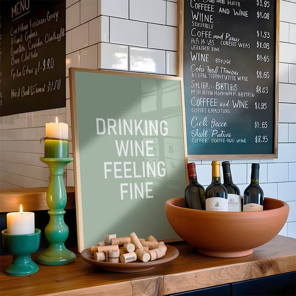 Küchen Bilder – Wein Poster – Drinking Wine Feeling Fine Poster