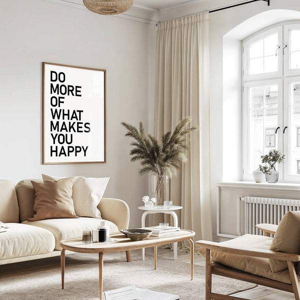 Happy Poster –  Typografie Bild – Wohnzimmer Ideen
