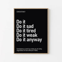 Motivation Poster – Büro Deko – Motivationsspruch Bild – Consistency Poster