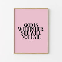 Bibelvers Poster – Psalm 46:5 – Bibelspruch Bild – God Is Within Her