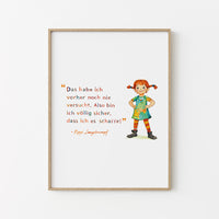 Pippi Langstrumpf Poster – Kinderzimmer Bild – Babyzimmer Dekoration