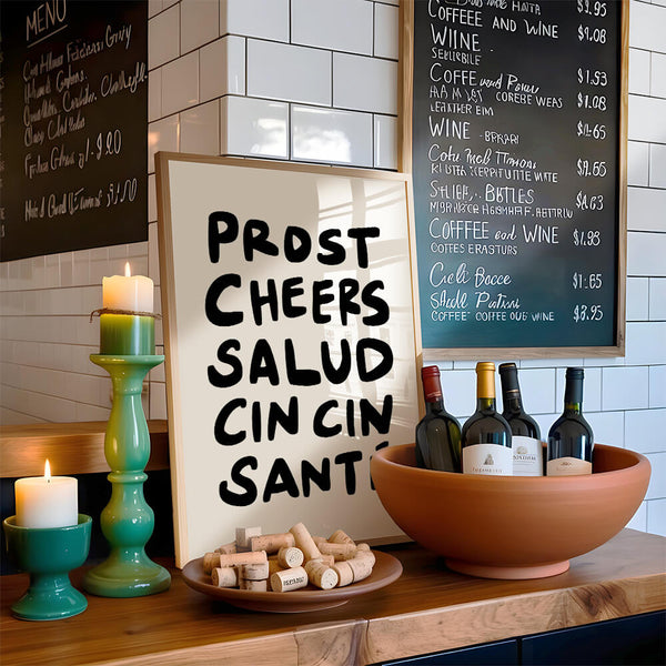 Bar Poster – Prost Cheers Salud – Küchen Inspiration