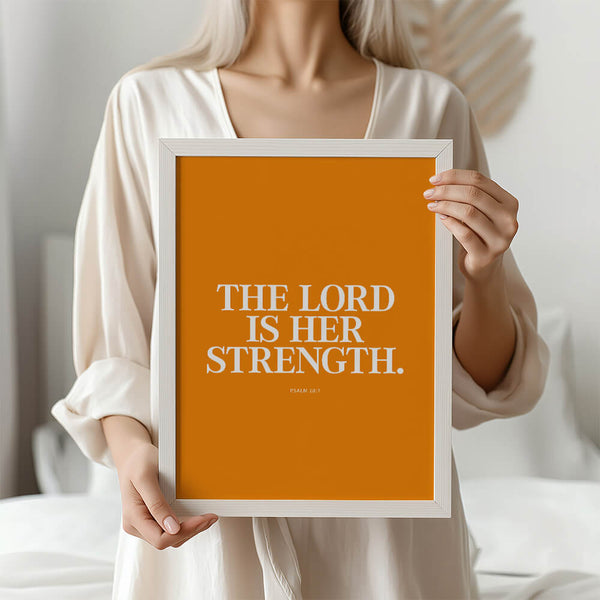 Bibelvers Poster – Der Herr ist ihre Stärke – Bibelzitat Bild – Psalm 28:7 – Bibelspruch Bild