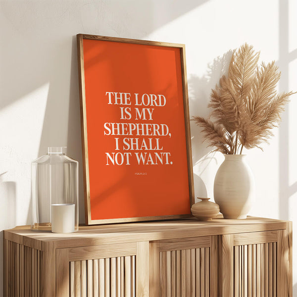 Bibelvers Poster – Der Herr ist mein Hirte; mir wird nichts mangeln – Bibelzitat Bild – Psalm 23:1