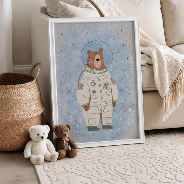 Kinderposter Weltraum – Bär Motiv Poster – Babyzimmer Ideen