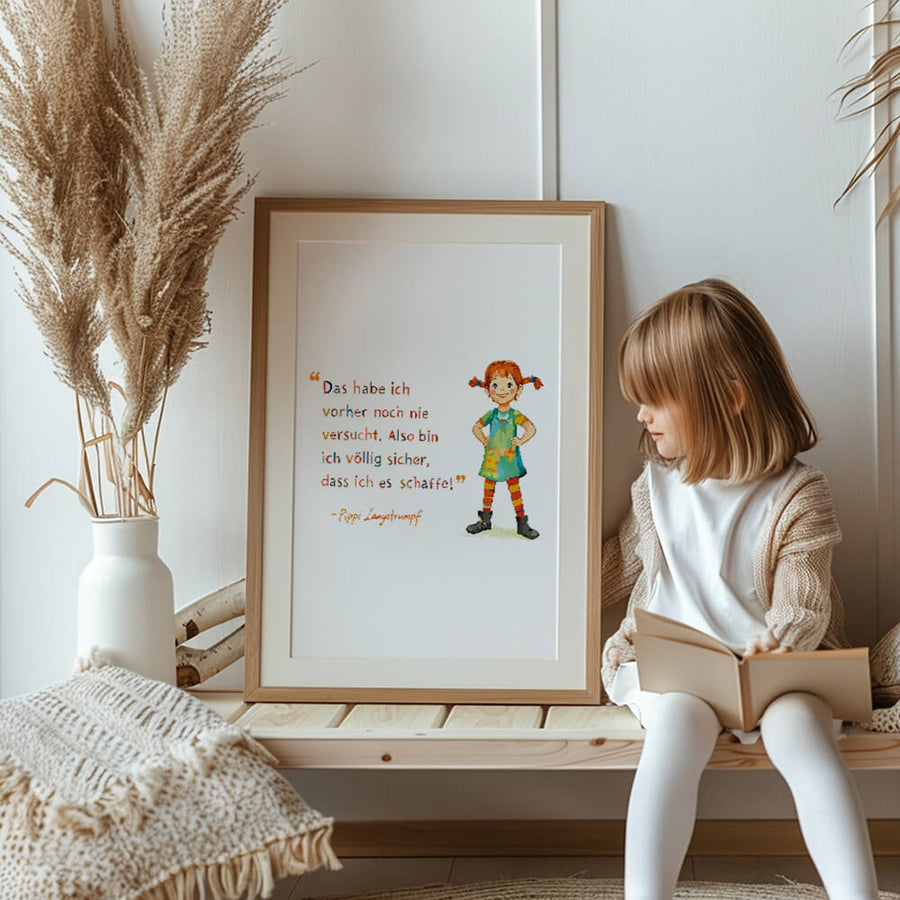 Pippi Langstrumpf Poster – Kinderzimmer Bild – Babyzimmer Dekoration