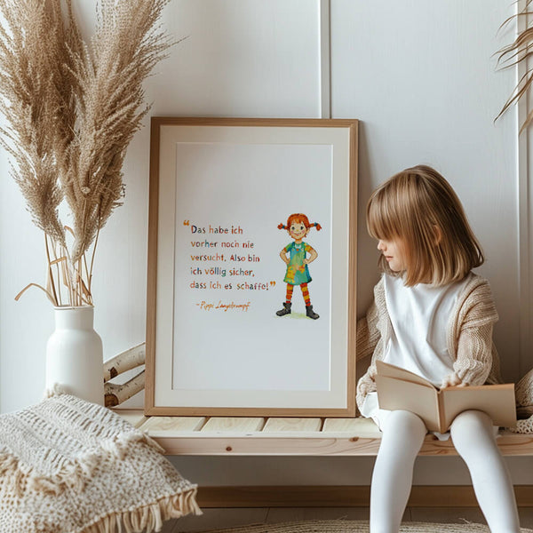 Pippi Langstrumpf Poster – Kinderzimmer Bild – Babyzimmer Dekoration