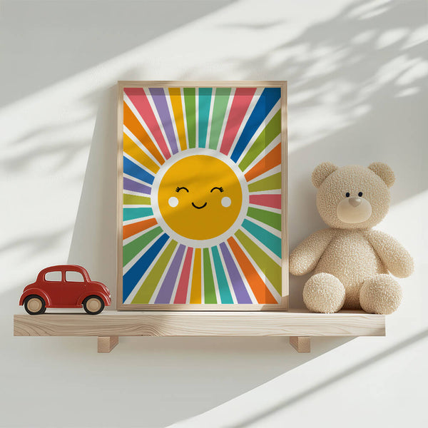 Kinderzimmer Poster – Sonnenmotiv Bild – Mädchenzimmer Wandgestaltung