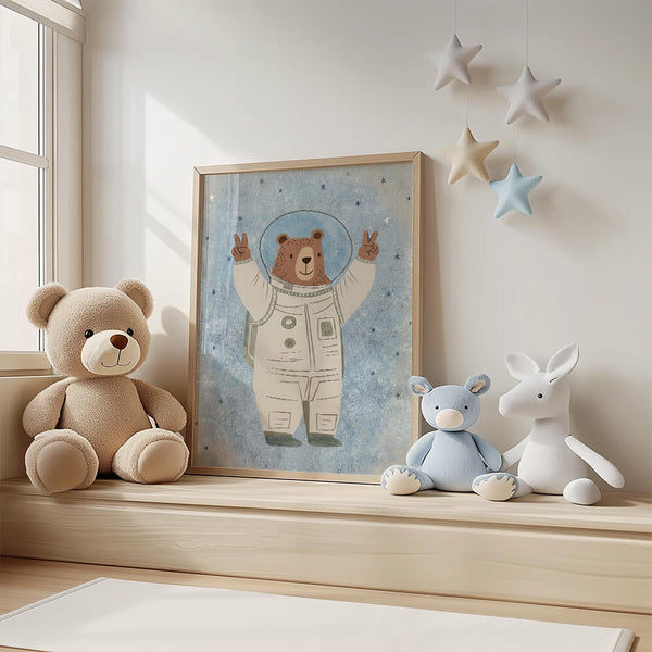 Kinderposter Weltraum – Bär Motiv Poster – Babyzimmer Ideen