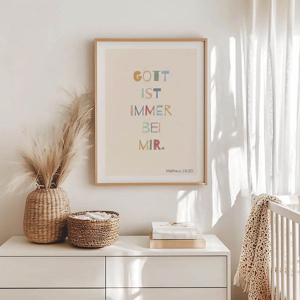Wanddeko Kinderzimmer – Matthäus 28:20 – Bibelvers Poster