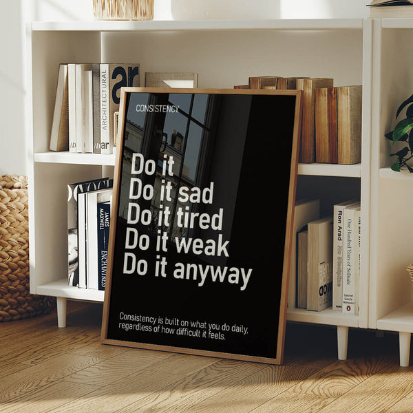 Motivation Poster – Büro Deko – Motivationsspruch Bild – Consistency Poster
