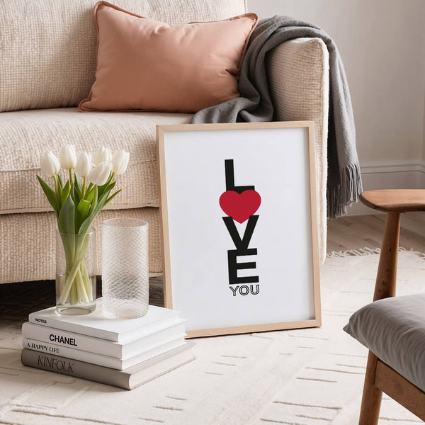 Romantische Deko – Love You Poster – Wohnzimmer Design