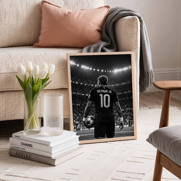 Neymar Poster – Fußball Bilder – Schwarz Weiß Fußballmotiv – Fußball Poster