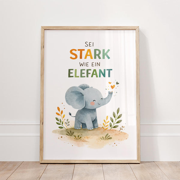 Babyzimmer Bilder – Elefant Poster – Kinderzimmer gestalten