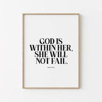 Bibelvers Poster – Psalm 46:5 – Bibelspruch Bild – God Is Within Her
