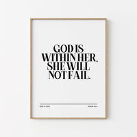 Bibelvers Poster – Psalm 46:5 – Bibelspruch – God Is Within Her