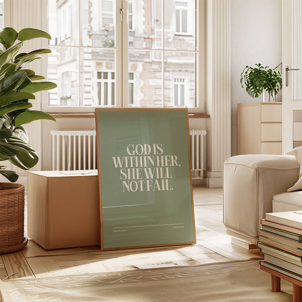 Bibelspruch Poster – Psalm 46:5 – Bibelvers – God Is Within Her