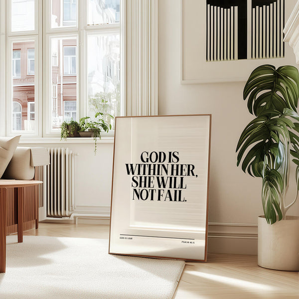 Bibelvers Poster – Psalm 46:5 – Bibelspruch – God Is Within Her