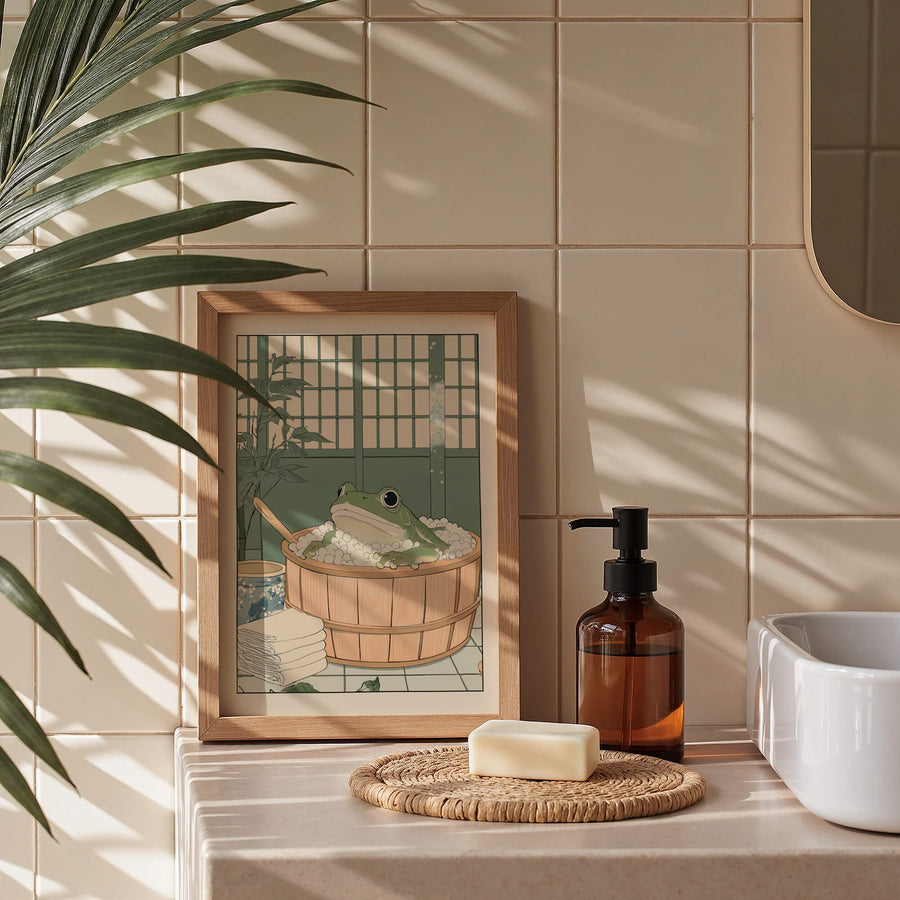Lustiges Badezimmer Poster – Frosch Motiv Bild – WC Deko