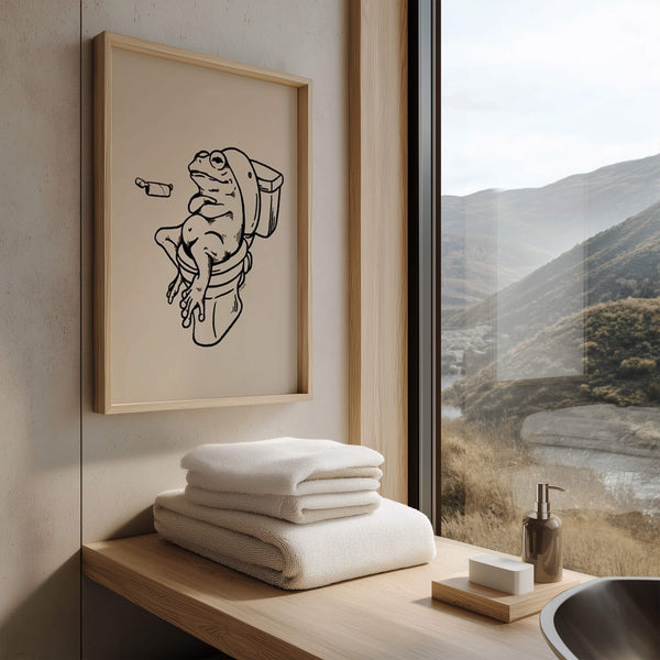 Funny bathroom poster – Humorous wall decoration – Frog poster