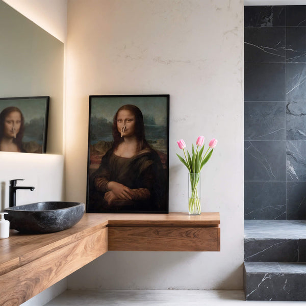 Badezimmer Poster – Mona Lisa Poster – Lustige Kunst für dein WC