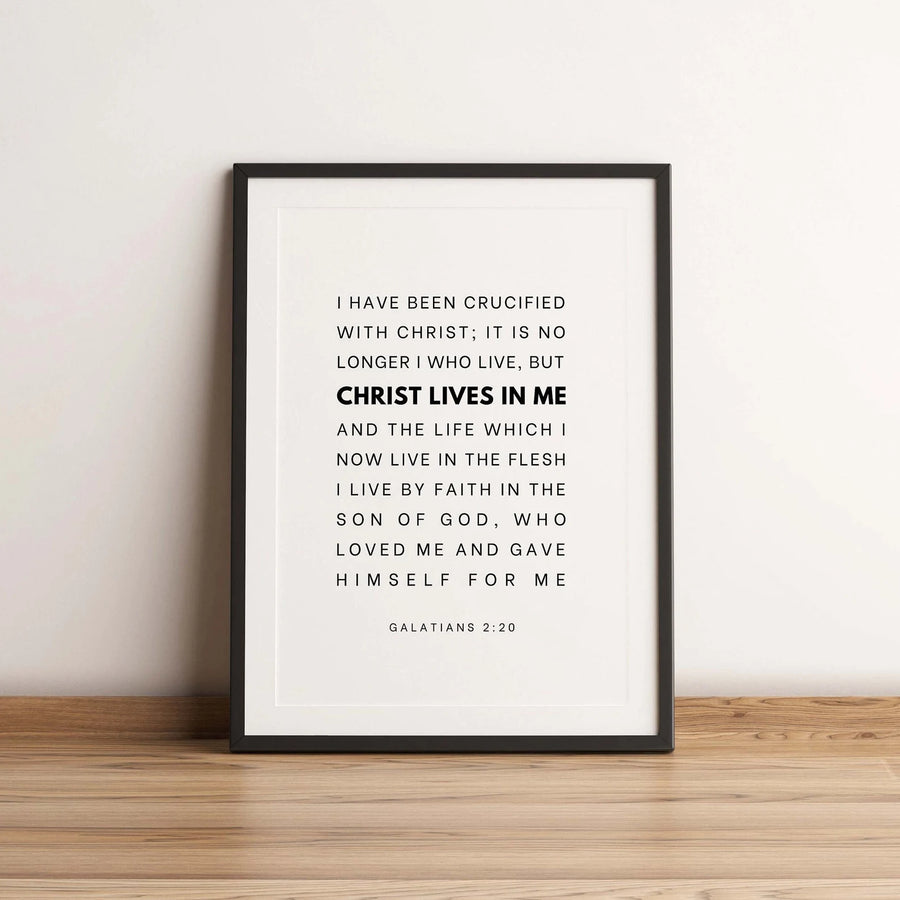 Bibelspruch Poster – Bibelvers Galater 2:20 – Christliche Wanddeko
