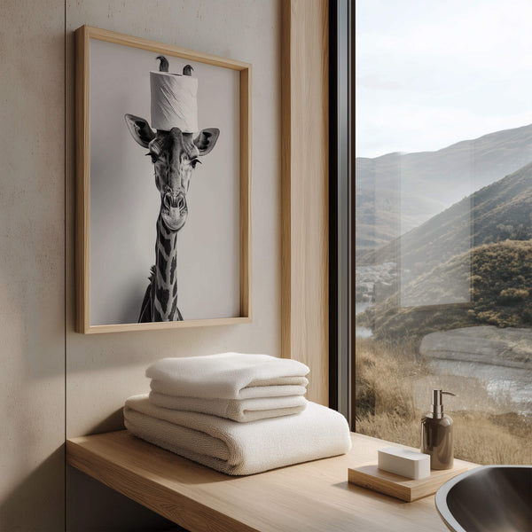 Humorvolles WC Poster – Witzige Giraffe – Moderne Wanddeko