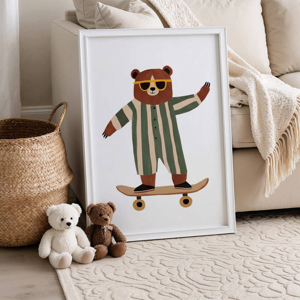 Bär Kinderposter – Lustiges Tiermotiv – Kinderzimmer Deko