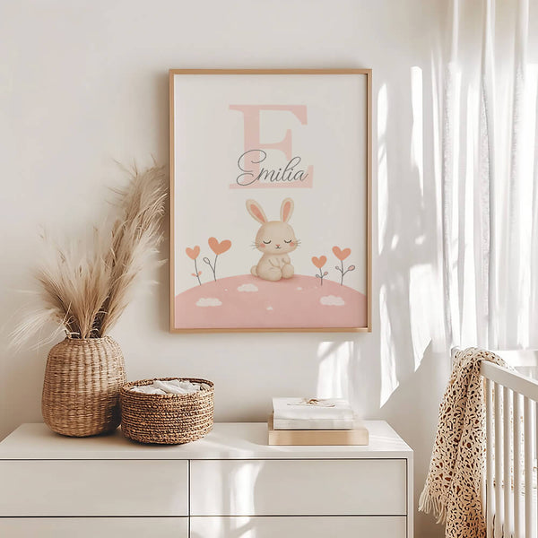 Babyzimmer Ideen – Hase Poster – Mädchenzimmer Wandgestaltung