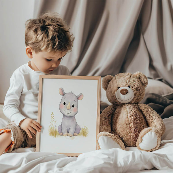 Kinderzimmer Ideen – Nashorn Poster – Jungenzimmer Bilder
