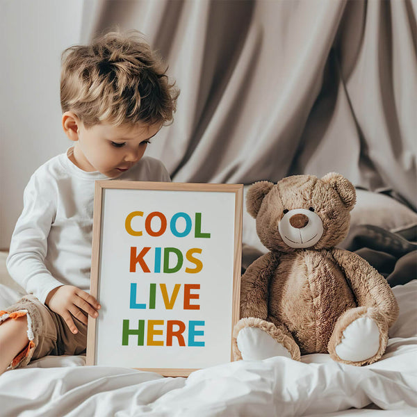 Nursery Wall Decor - Colorful Typography - Cool Kids Live Here